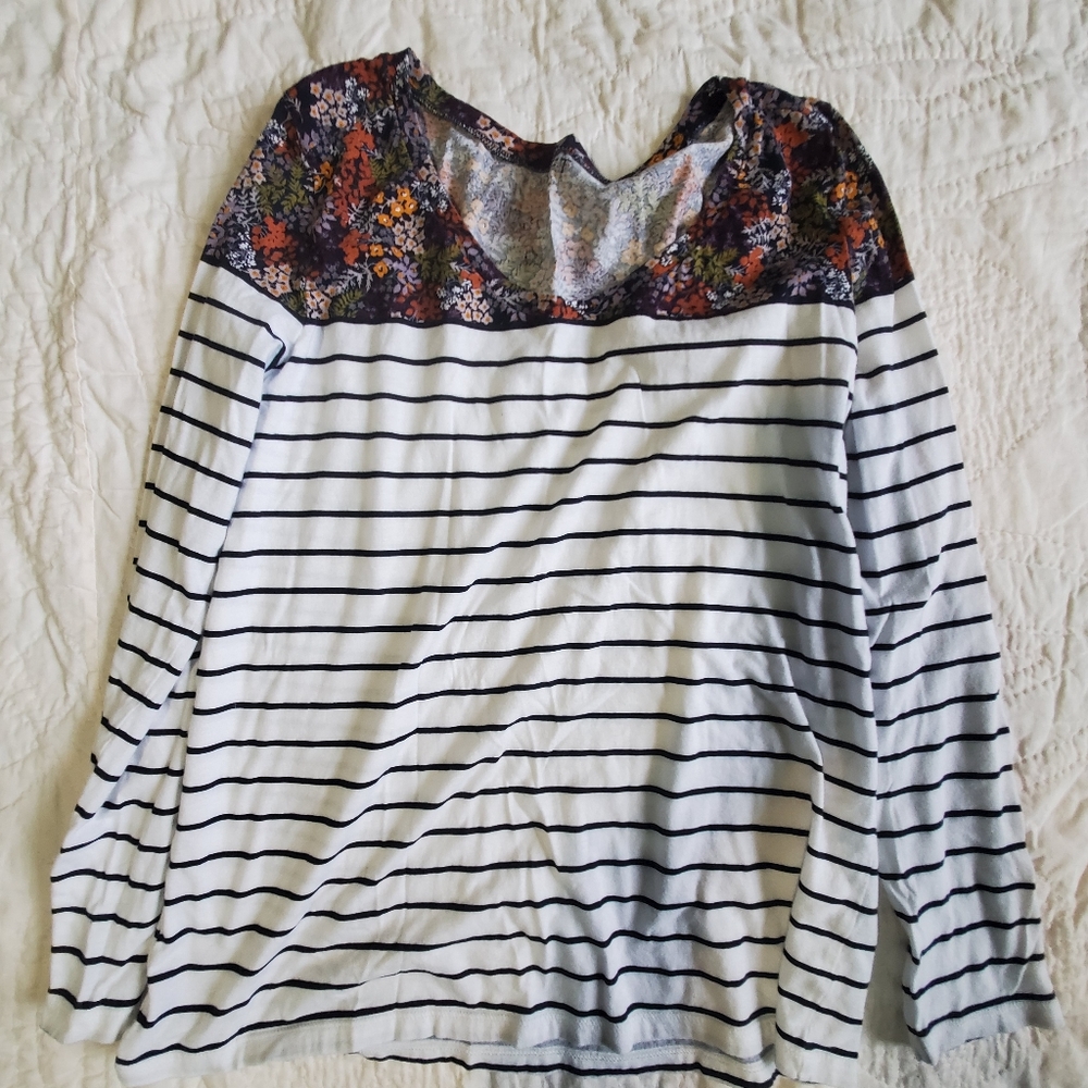 LOFT stripped and floral longsleeve shirt